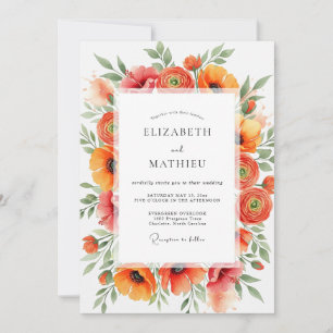 Invitación Boda veraniega naranja vivaz