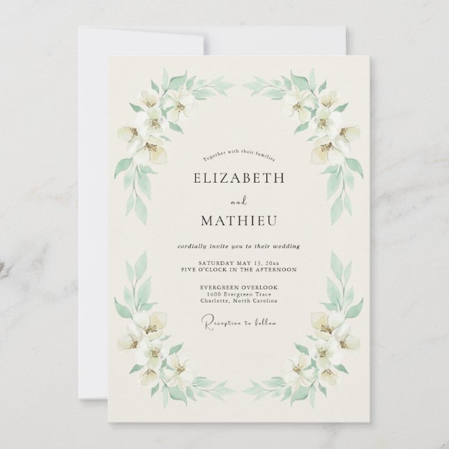 Invitación Boda Veraniega y Fresca de Verde Menta (Anverso)