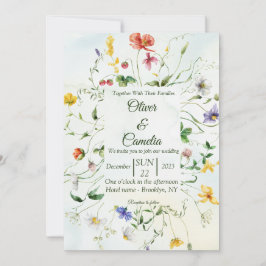 Invitación Boda veraniego de flor verde y rusa blanca