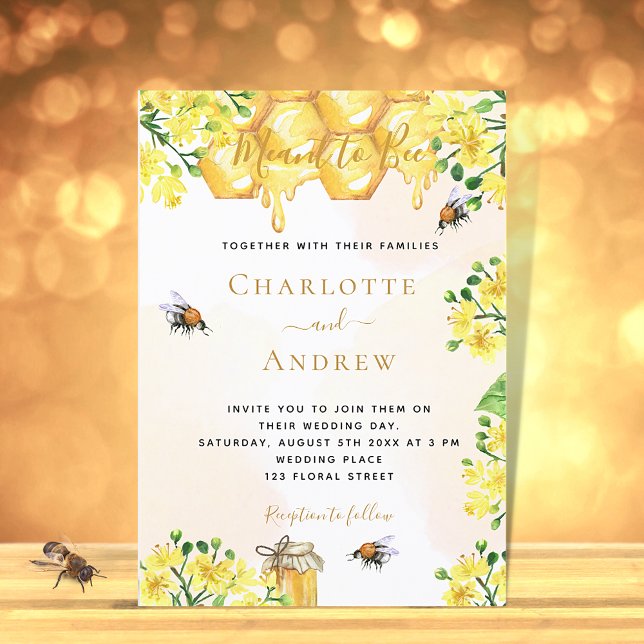 Invitación Boda veraniego de honeycomb de floral amarilla (Subido por el creador)