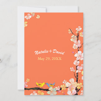Invitación Boda veraniego de pájaros besándose