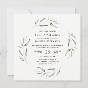 Invitación Boda veraniego de verano de hojas verdes