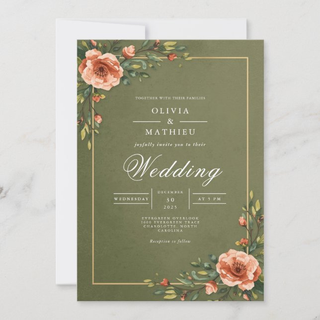 Invitación Boda Verdant Flourish (Anverso)