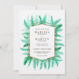 Invitación Boda verde acuarela de color verde evergreen de in