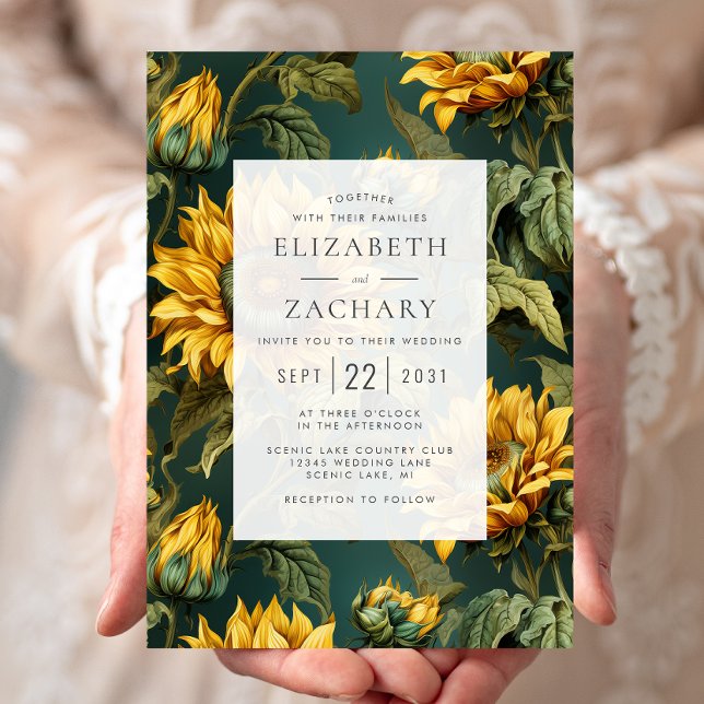 Invitación Boda Verde Amarillo Oscuro Vintage (Subido por el creador)