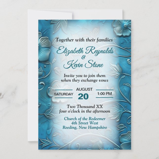 Invitación Boda Verde Azul (Anverso)