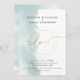 Invitación BODA | Verde azulada acuarela verde