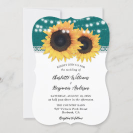 Invitación Boda verde azulada de la región de los girasoles