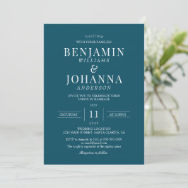 Invitación Boda Verde azulado clásico elegante