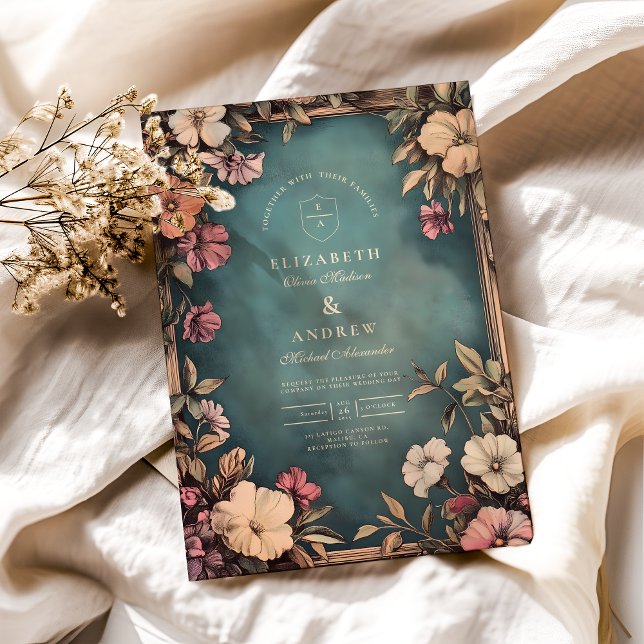 Invitación Boda Verde azulado de Art Nouveau (Subido por el creador)