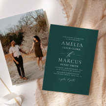 Boda Verde azulado de escritura elegante y moderna