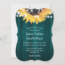 Invitación Boda verde azulado de madera de pajarita de giraso