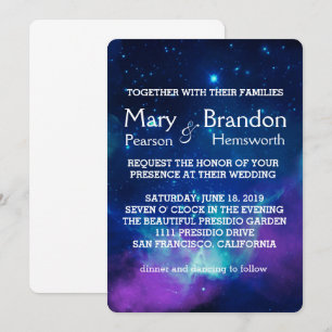 Invitación Boda Verde azulado de nebulosa del Universo Rosa