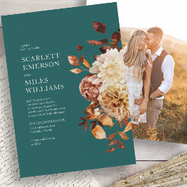 Invitación Boda Verde azulado de otoño