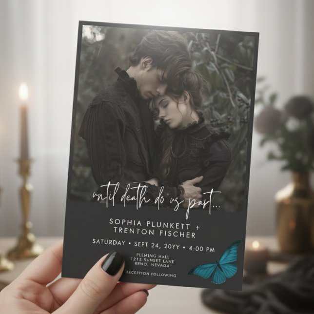 Invitación Boda Verde azulado Mínimo de Fotografía Moody Mood (Subido por el creador)