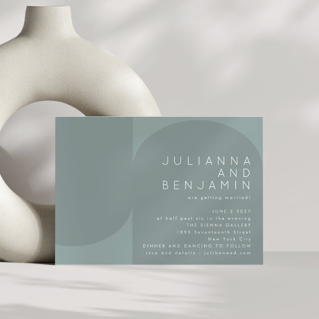 Invitación Boda Verde azulado moderno con polvo geométrico es (Subido por el creador)