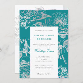 Invitación Boda Verde azulado plateado promete la renovación 
