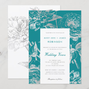 Invitación Boda Verde azulado plateado promete la renovación 
