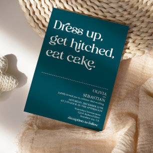 Invitación Boda Verde azulado profundo de tipografía mínima d
