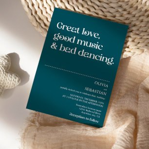 Invitación Boda Verde azulado profundo de tipografía mínima d