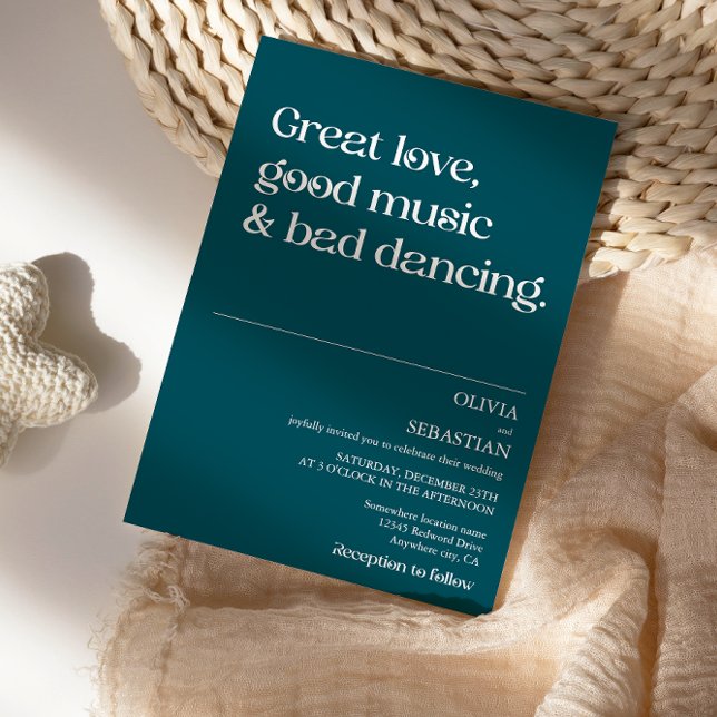 Invitación Boda Verde azulado profundo de tipografía mínima d (Subido por el creador)