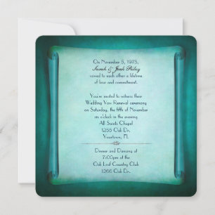 Invitación Boda verde azulado Vow Renewal Scroll