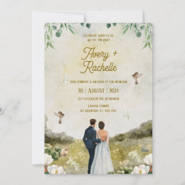 Invitación Boda verde blanco