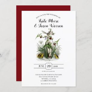 Invitación Boda verde borgoña encantado