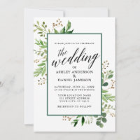 Boda verde botánico de acuarela enmarcado