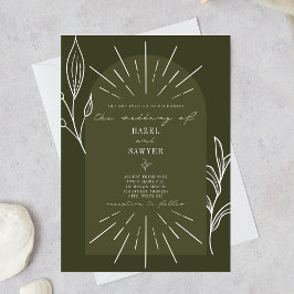 Invitación Boda verde botánico de Line Art Arch