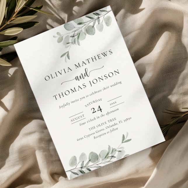 Invitación Boda Verde Botánico Rústico Eucalipto (Subido por el creador)