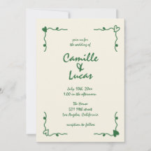 Boda verde caprichoso retro manuscrito