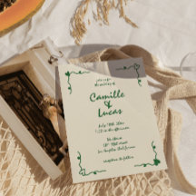 Boda verde caprichoso retro manuscrito