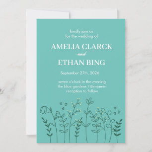 Invitación Boda verde claro de flores silvestres