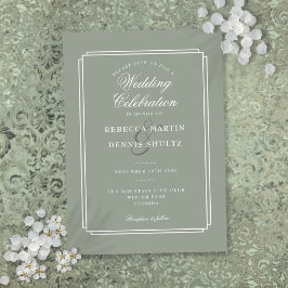 Invitación Boda verde clásico Art Deco Sage