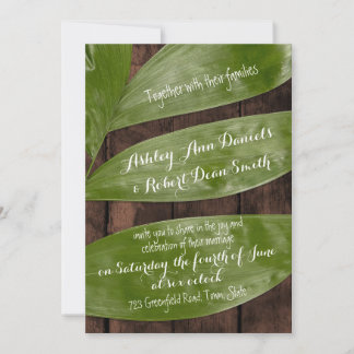 Invitación Boda verde contemporáneo invita a novia y novio