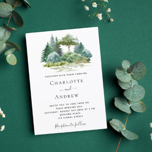Invitación Boda verde de árboles forestales