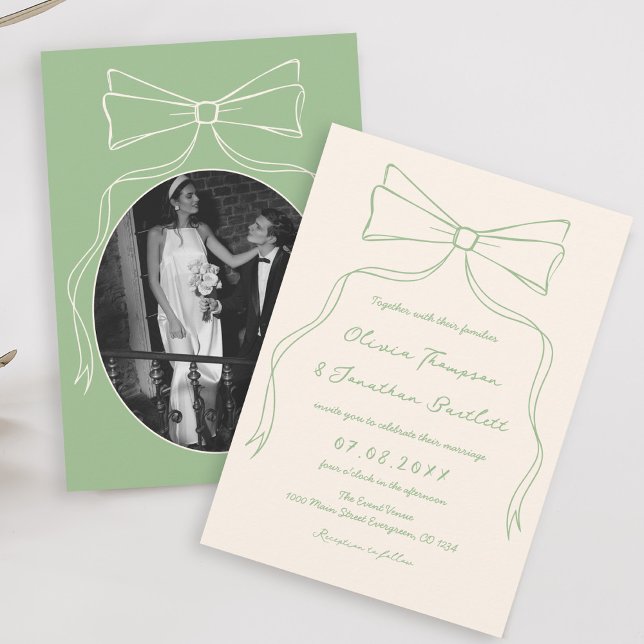 Invitación Boda verde de barrido rápido dibujado a mano (Subido por el creador)