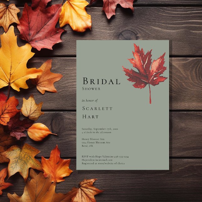 Invitación Boda verde de caída simple ducha de novia (Subido por el creador)