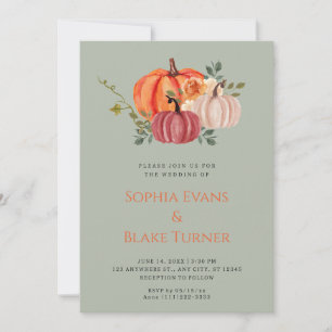 Invitación Boda verde de calabaza blanca y púrpura naranja