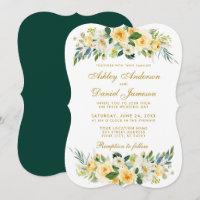 Boda Verde de caza blanca de oro amarillo floral
