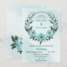 boda verde de flores azules