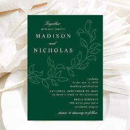 Invitación Boda verde de hojas en cascada