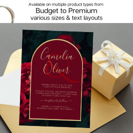 Invitación Boda Verde de Invierno Profunda Roses Rojos