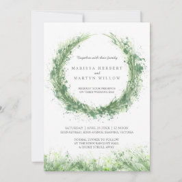 Invitación Boda verde de la hierba de color acuático sage ver