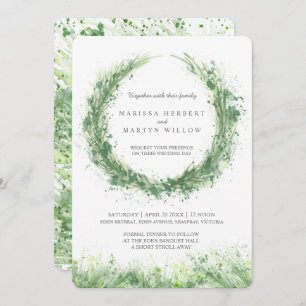Invitación Boda verde de la hierba de color acuático sage ver