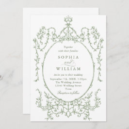 Invitación Boda Verde de la orquesta victoriana Grace Floral