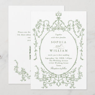 Invitación Boda Verde de la orquesta victoriana Grace Floral