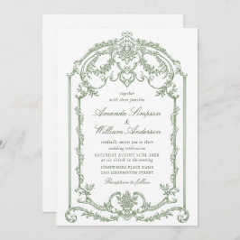 Invitación Boda Verde de la orquesta victoriana Grace Floral 