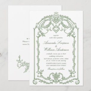 Invitación Boda Verde de la orquesta victoriana Grace Floral